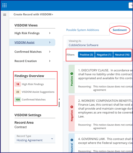 CobbleStone Software' VISDOM+ Sentiment Handoff Closeup.